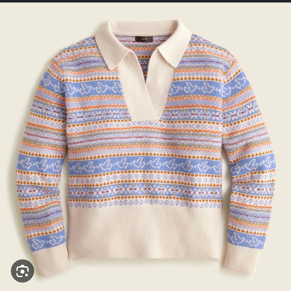 J. Crew Collared Fair Isle Sweater Doves 2021
